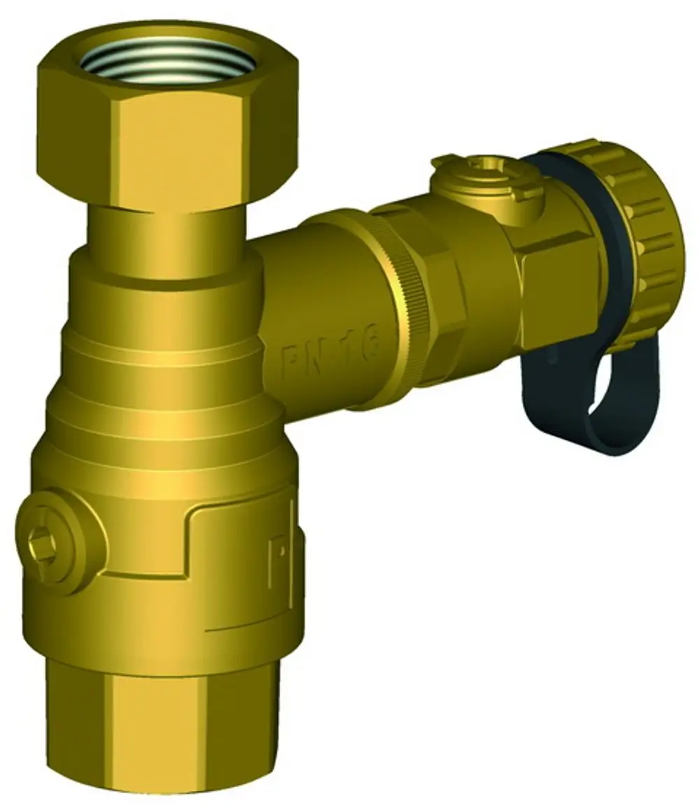 Messing Absperrhahn mit Gewindeanschlüssen, hergestellt von IMI Hydronic Engineering, für die Steuerung von Flüssigkeitsströmen in Rohrleitungssystemen.